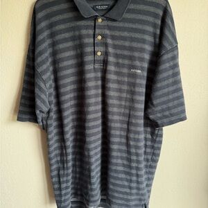 Men’s XL Black Striped Guess Short Sleeve Preppy Casual Polo Shirt